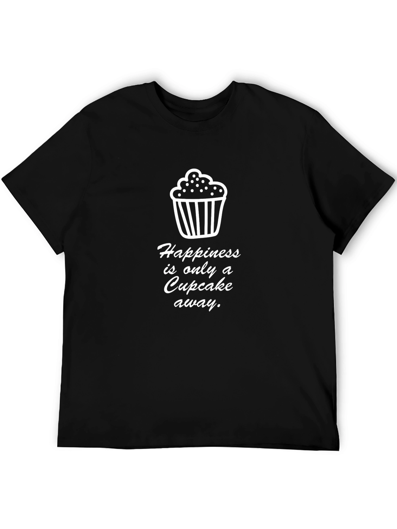 Black Happiness Cupcake Graphic Tee - Soft Cotton Blend Shirt view 5