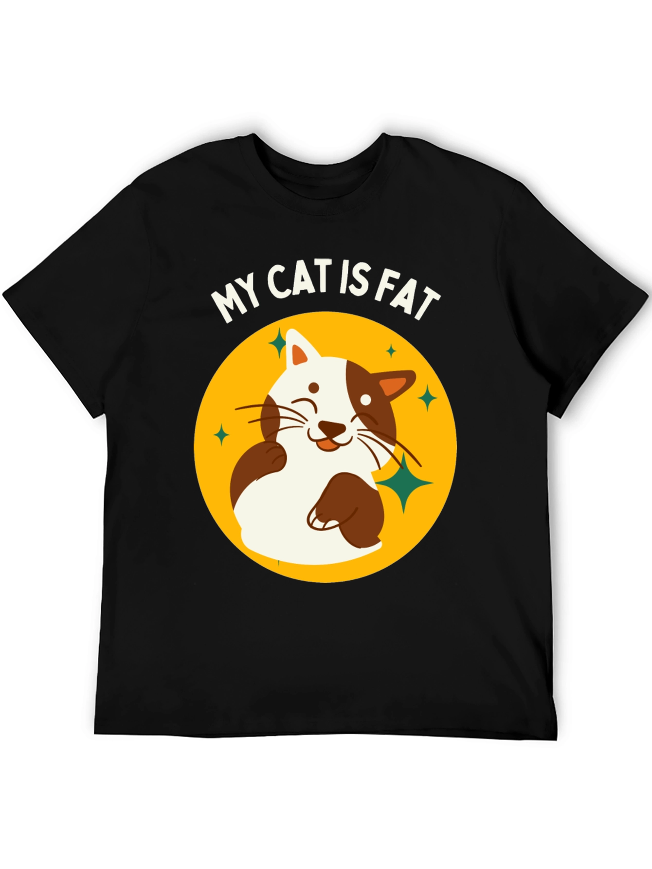 Black My Cat is Fat Funny T-Shirt view 5