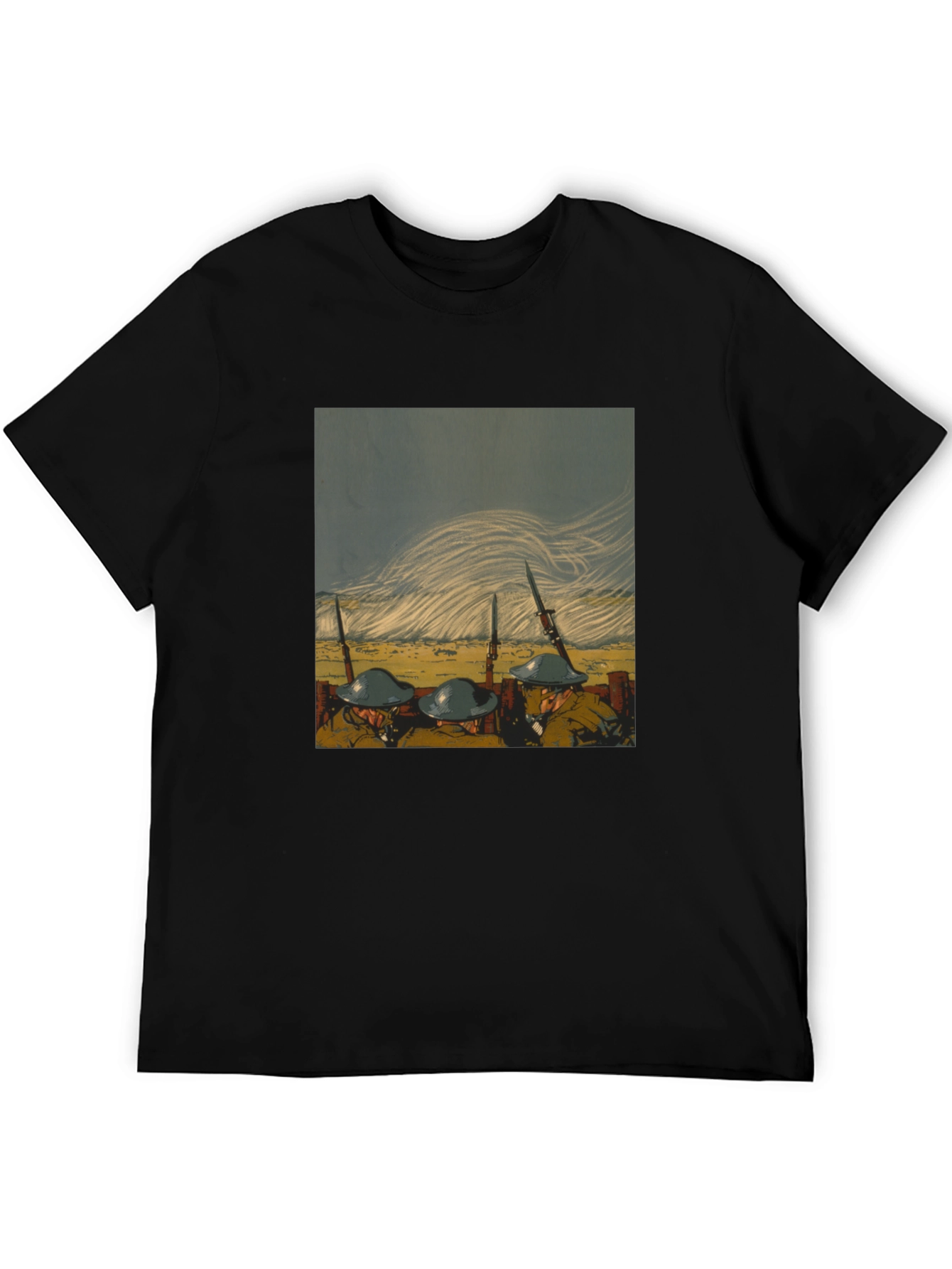 Black Vintage War Art Black T-Shirt view 5