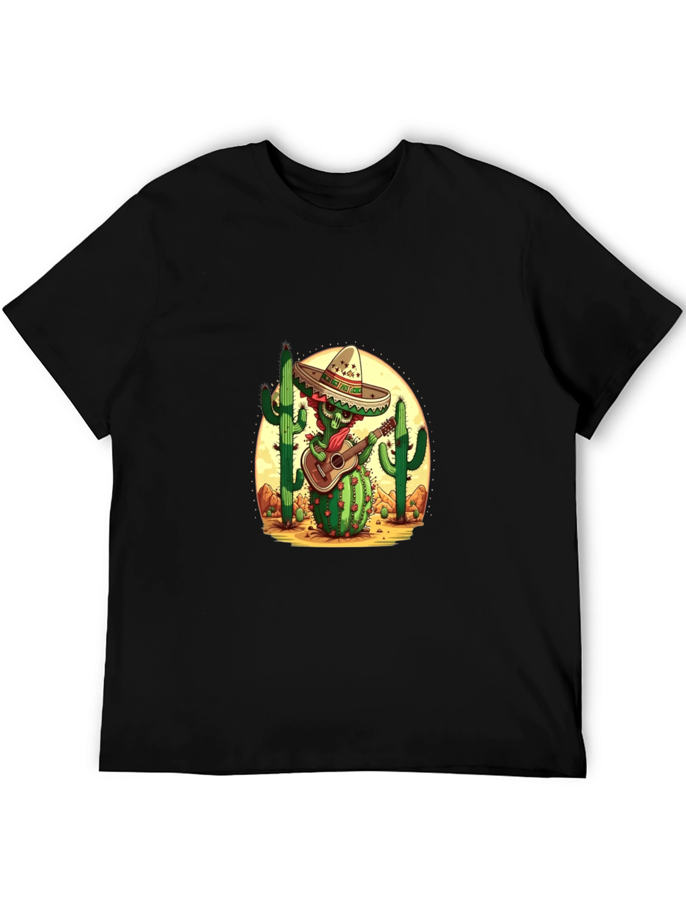 Black Cactus Mariachi Graphic Tee - Desert Fiesta Shirt view 5