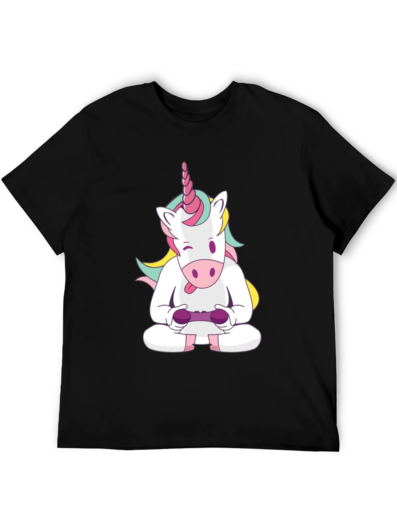 Black Unicorn Gamer T-Shirt - Funny Graphic Tee view 5