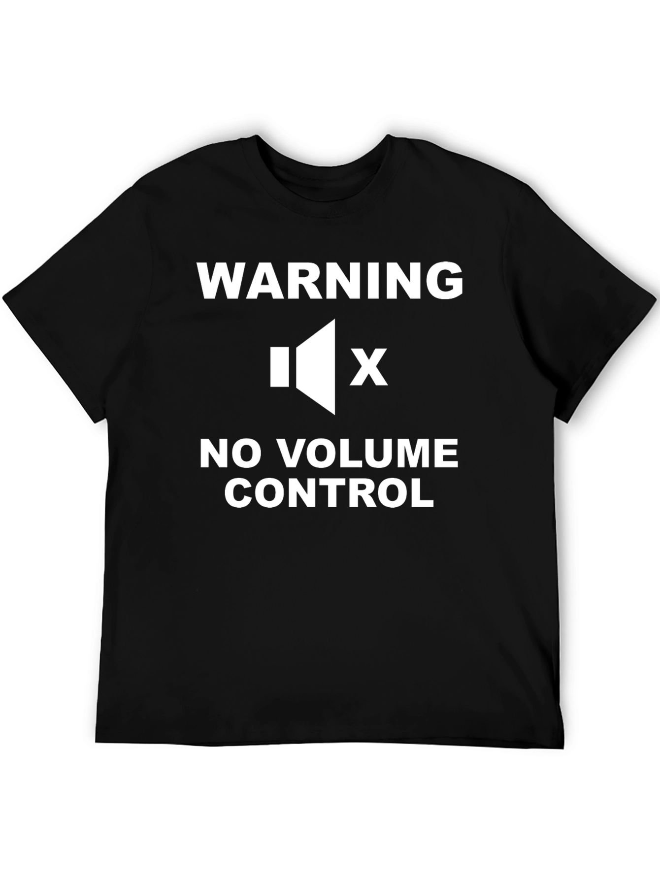 Black Warning No Volume Control Novelty T-Shirt view 5