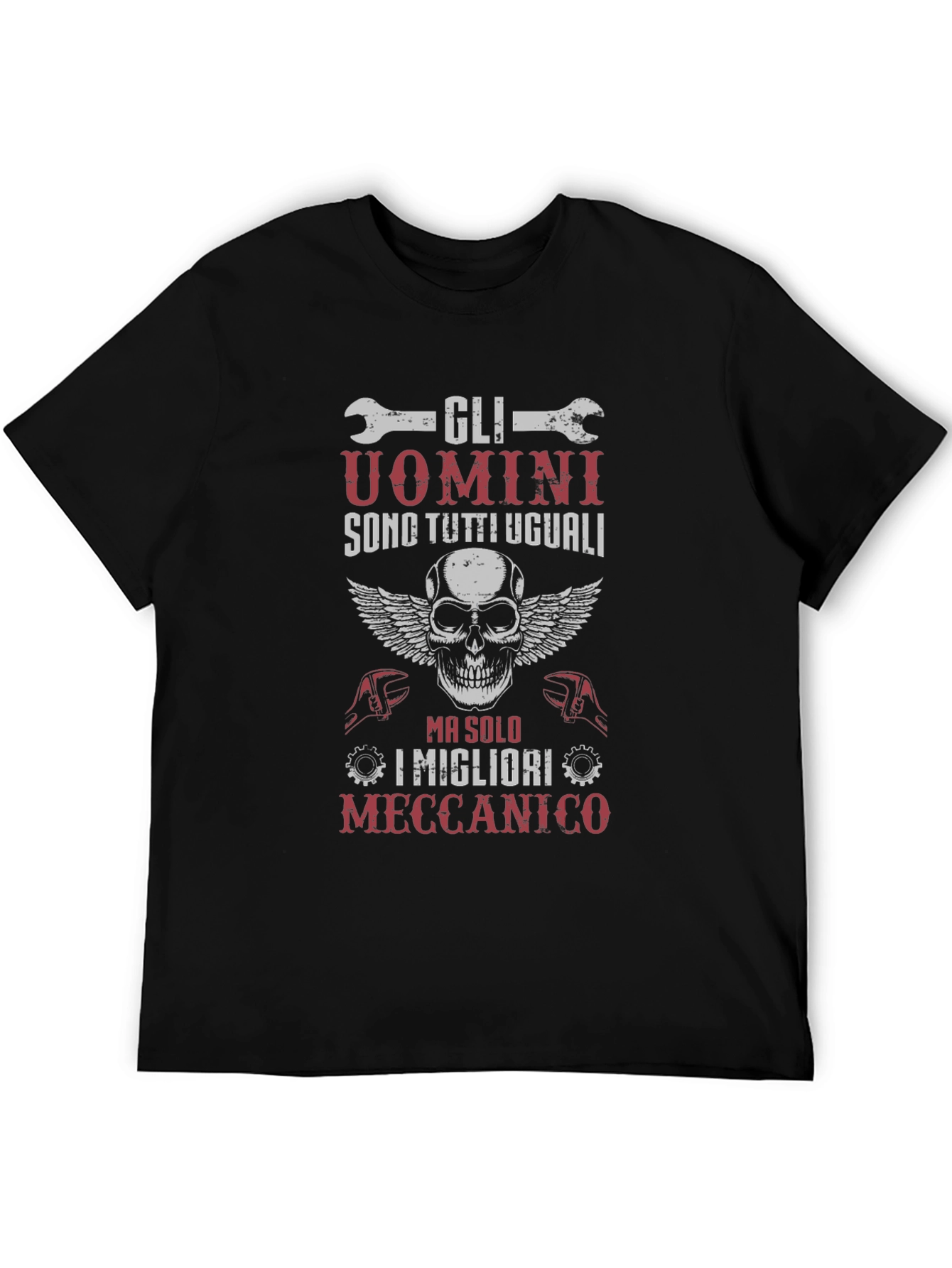 Black Mechanic Skull Winged T-Shirt - Gli Uomini Sono Tutti Uguali view 5