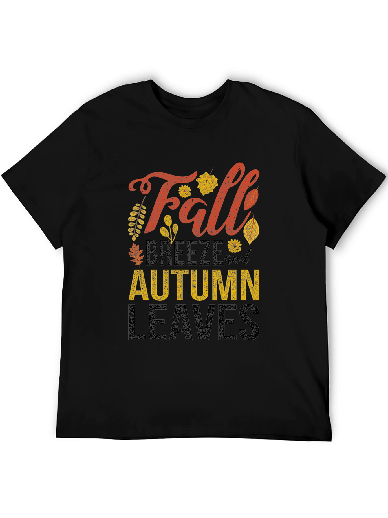 Black Fall Breeze Autumn Leaves Graphic Tee view 5