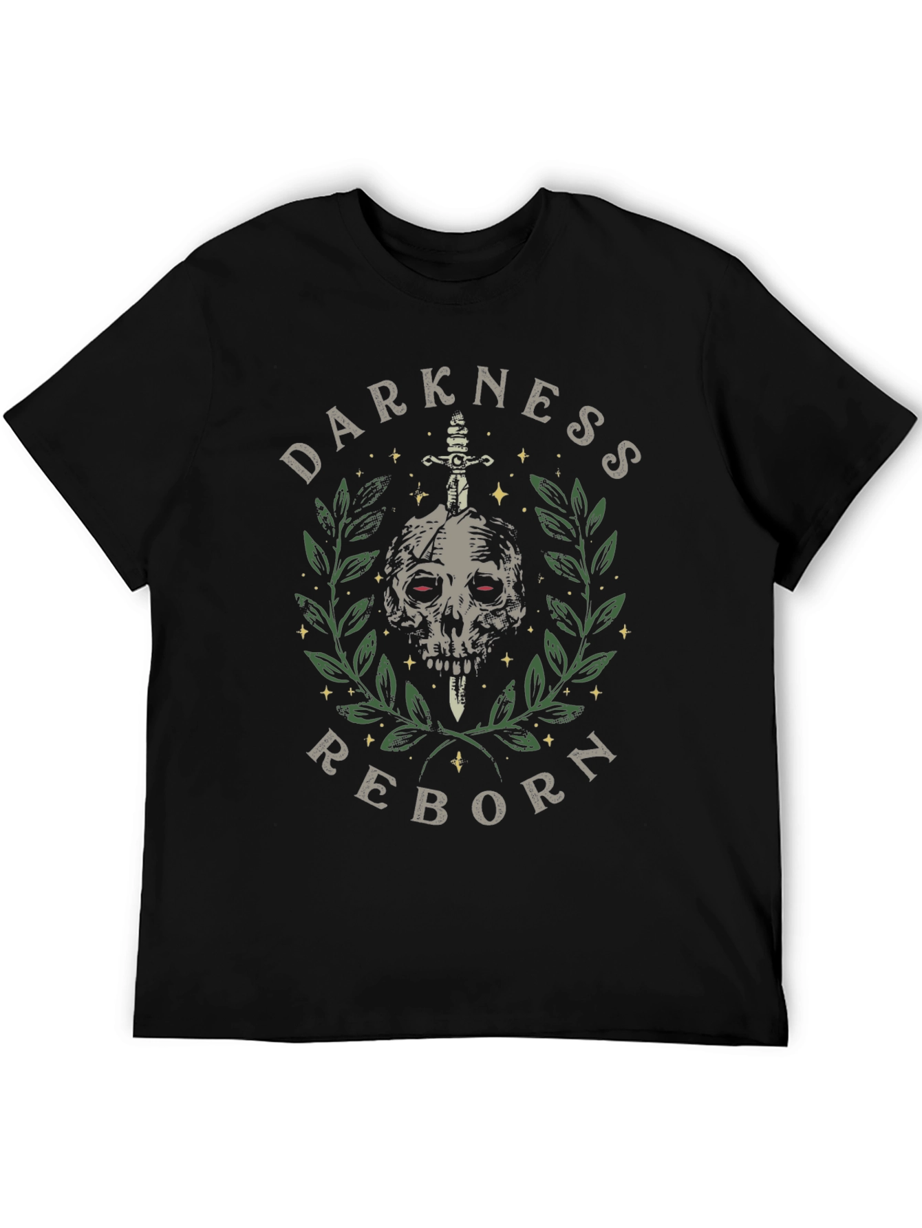 Black Darkness Reborn Graphic Tee - Skull & Sword Print view 5
