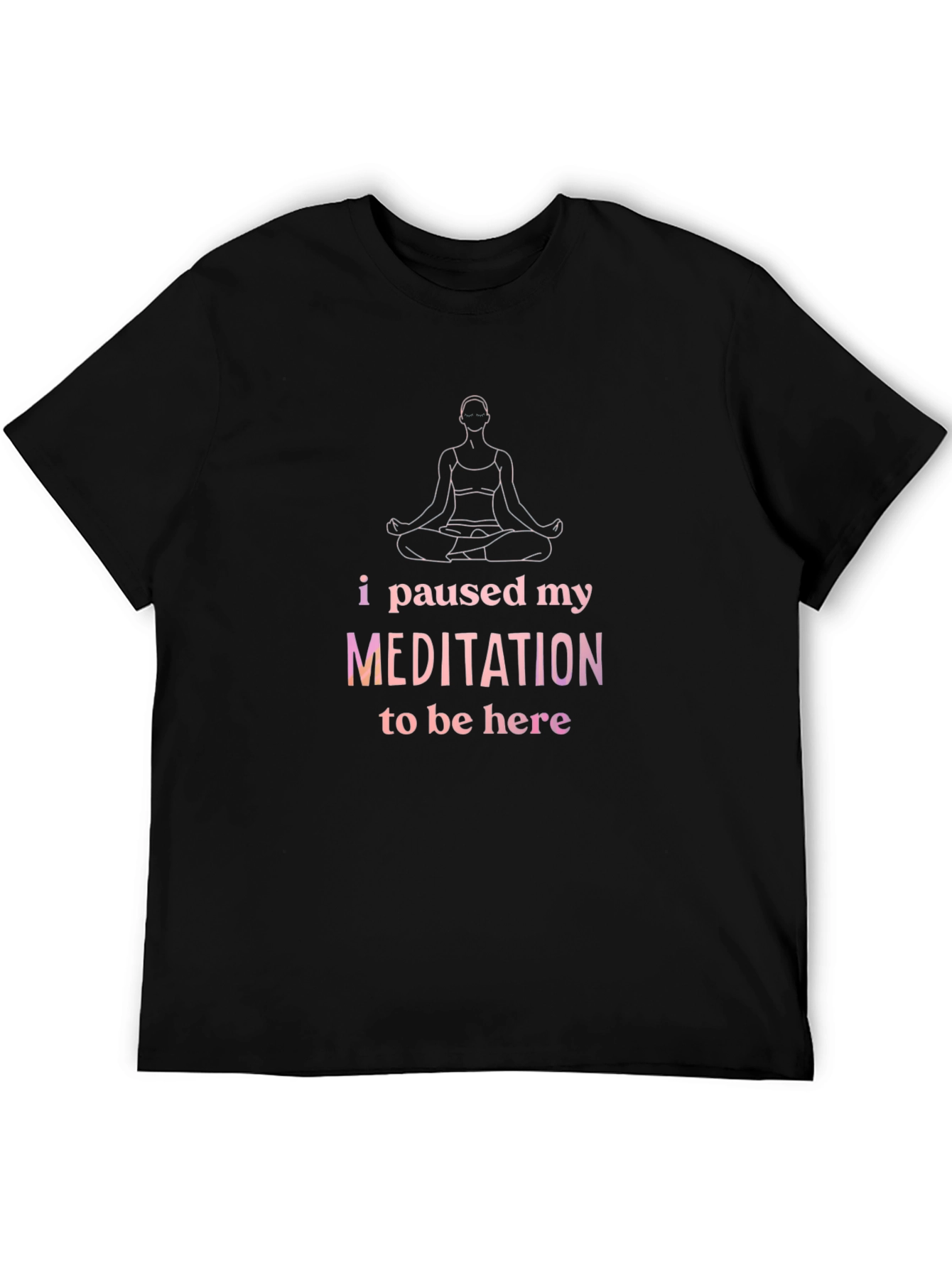 Black Meditation Pause T-Shirt - Relaxed Fit Cotton Tee view 5