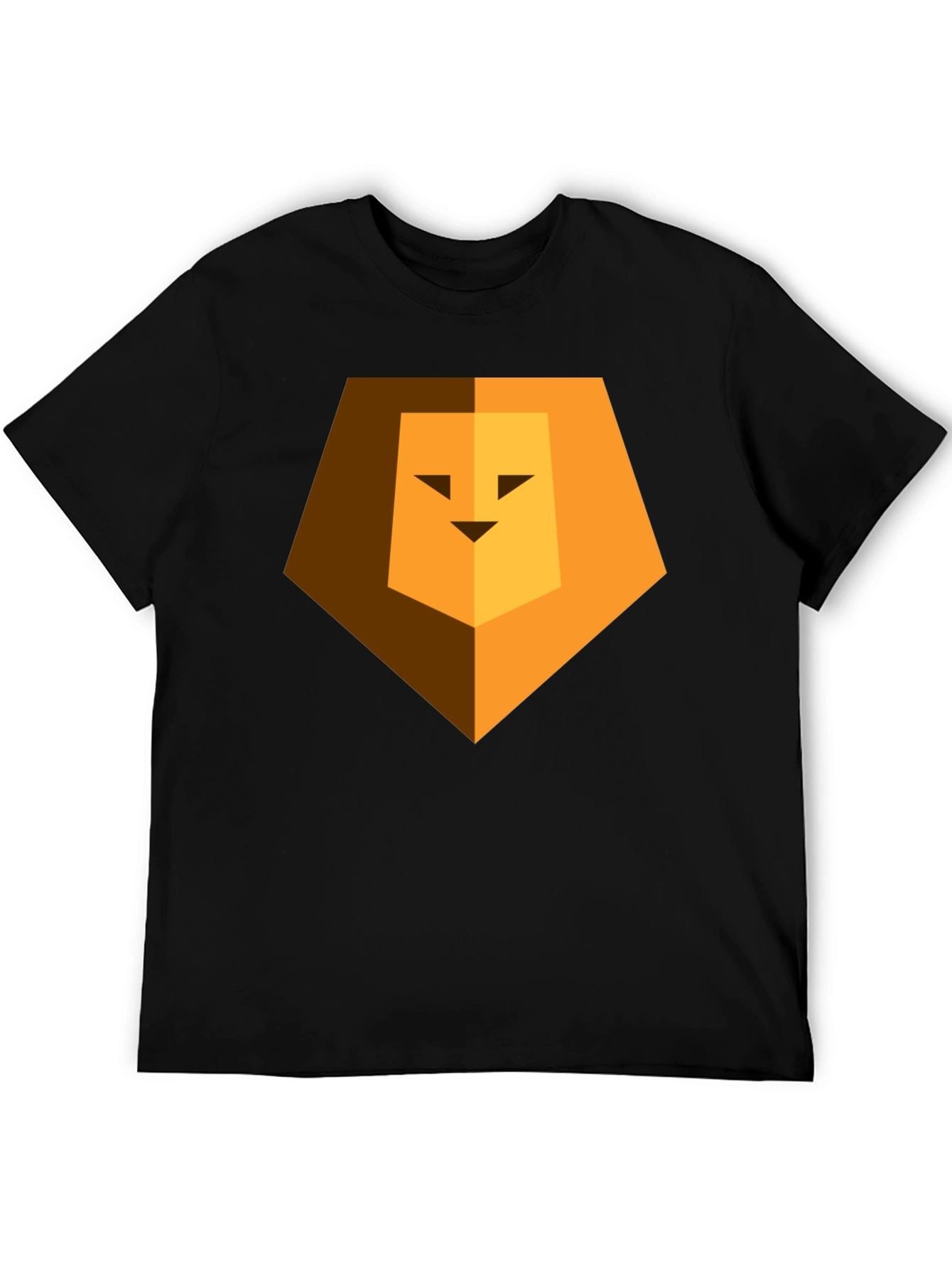 Black Geometric Lion Head Graphic Print Black Tee view 5
