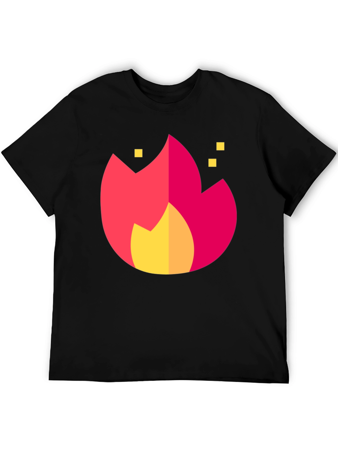 Black Bold Flame Graphic Tee - Black Crew Neck view 5