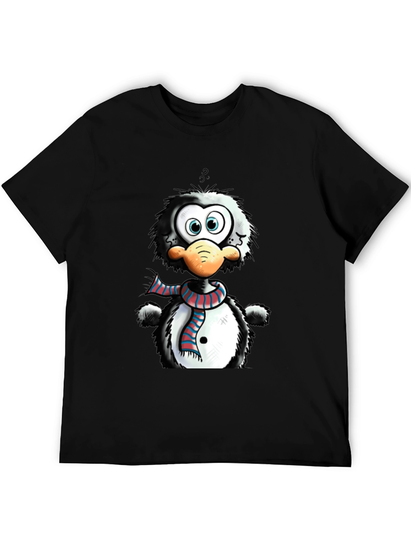 Black Cartoon Penguin Graphic Tee - Quirky Style view 5