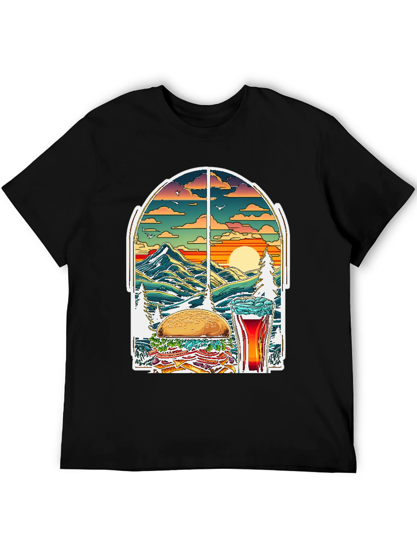 Black Burger Beer Nature T-Shirt view 5