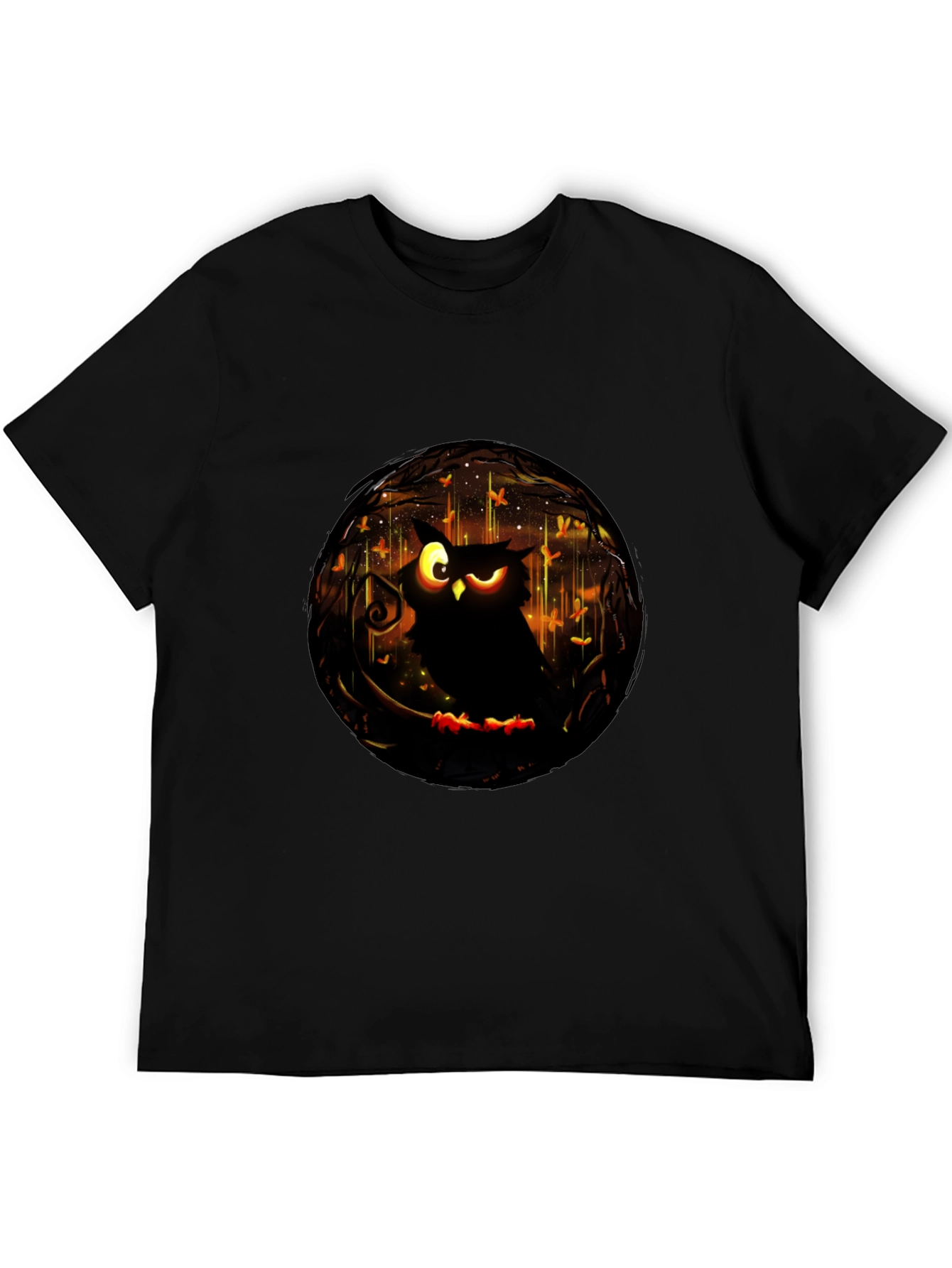 Black Owl Graphic Black T-Shirt - Men's Fashion Tee view 5