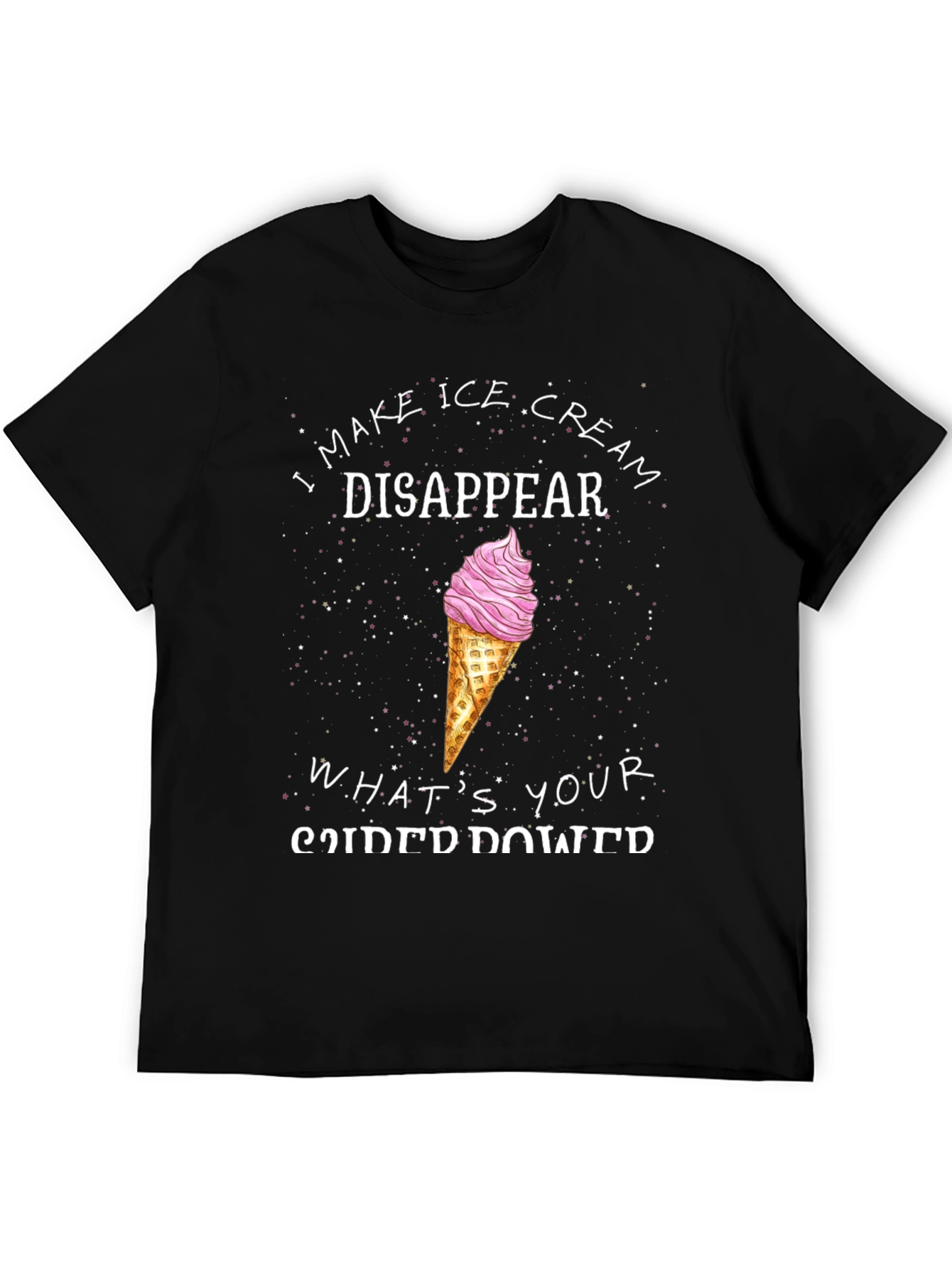 Black I Make Ice Cream Disappear Funny T-Shirt view 5