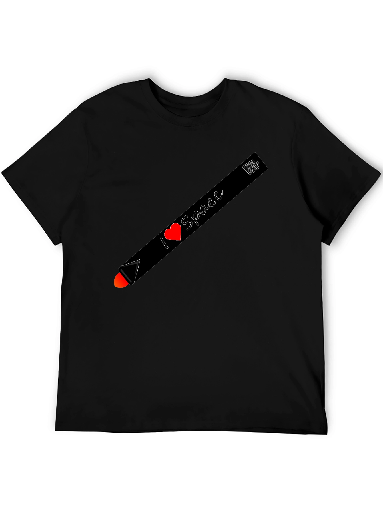 Black I Heart Space T-Shirt - Unique Rocket Design view 5