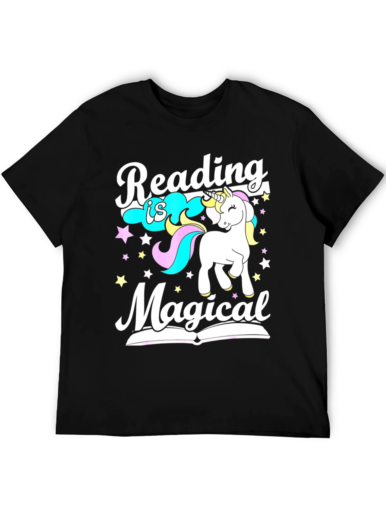 Black Reading is Magical Unicorn Graphic Tee view 5