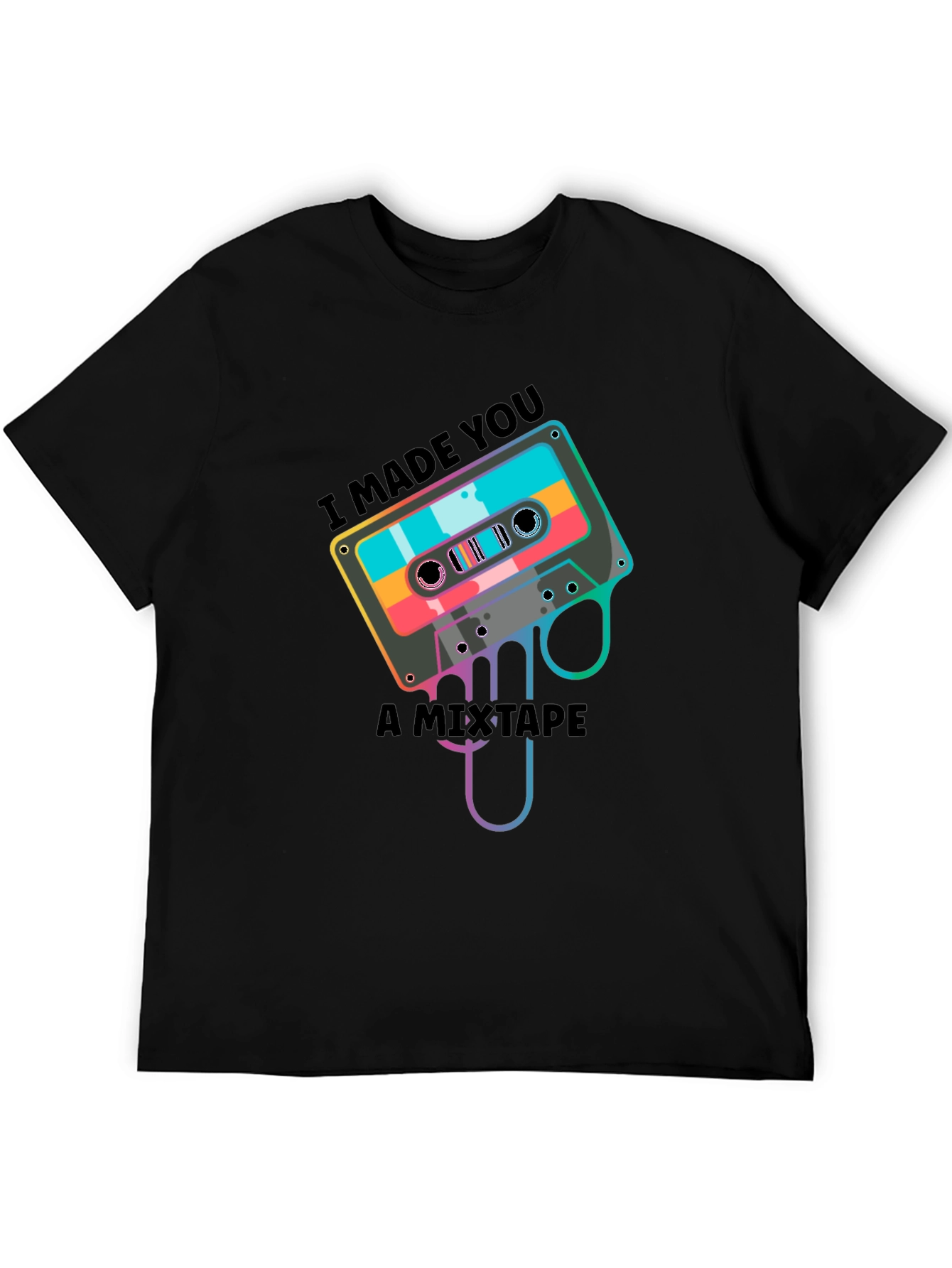 Black Retro Mixtape T-Shirt - I Made You A Mixtape view 5
