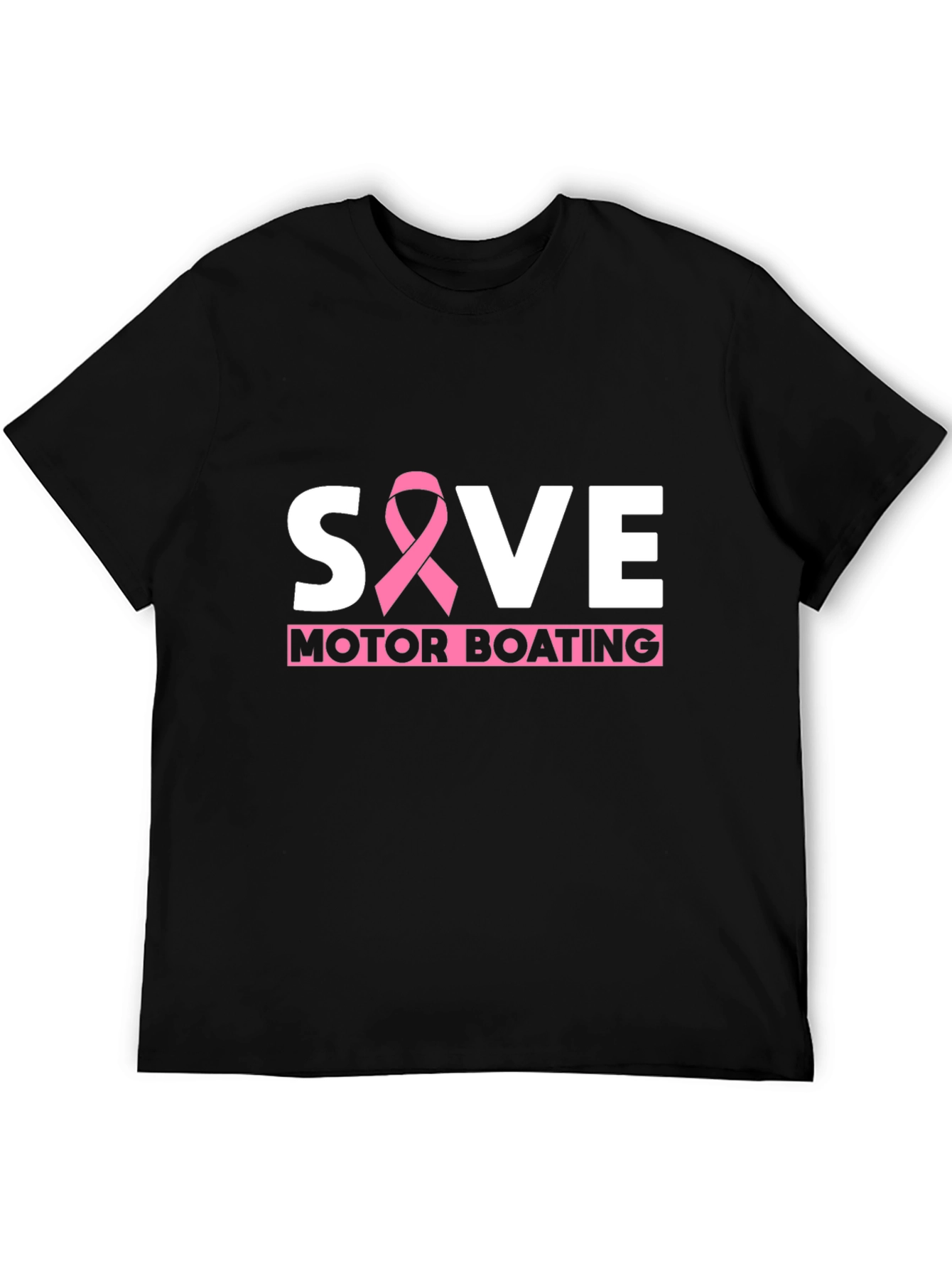 Black Save Motor Boating T-Shirt - Breast Cancer Awareness view 5