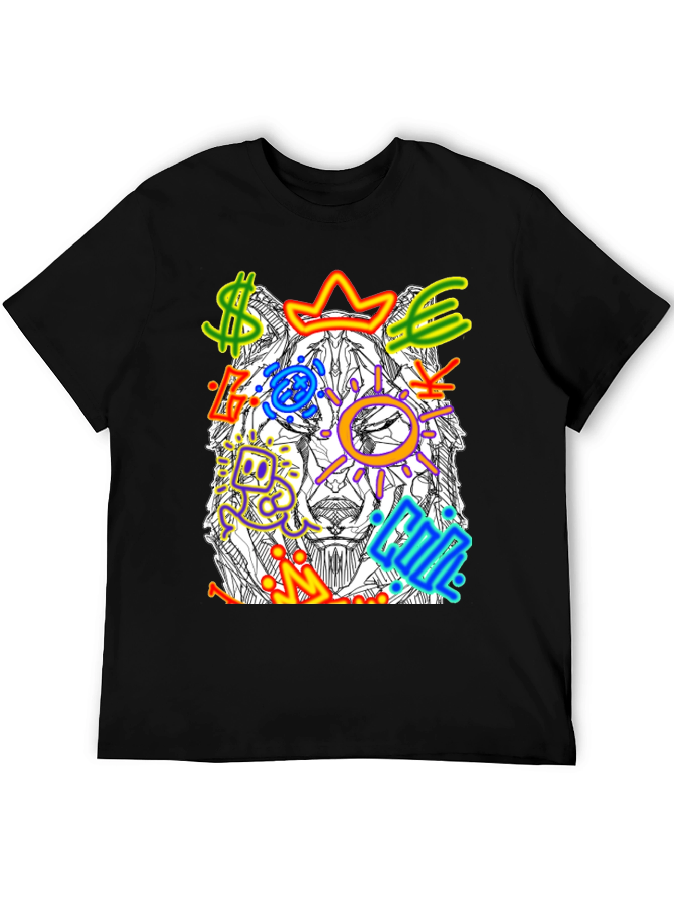 Black Wolf Graffiti Art Graphic T-Shirt view 5