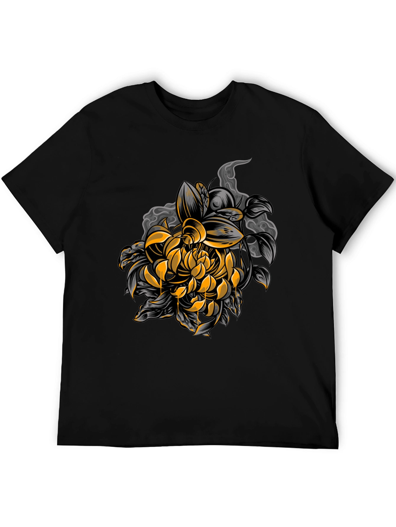 Black Chrysanthemum Graphic Black Tee view 5