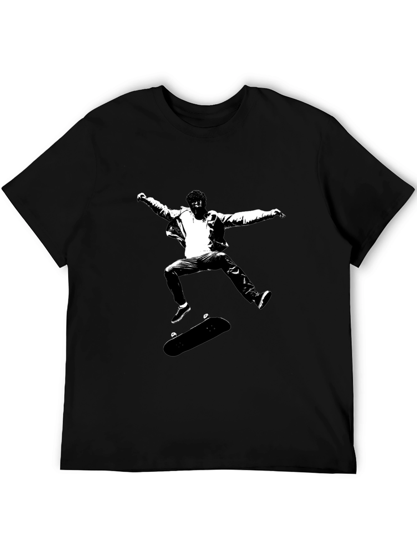 Black Skateboarding Graphic Tee - Black Cotton view 5