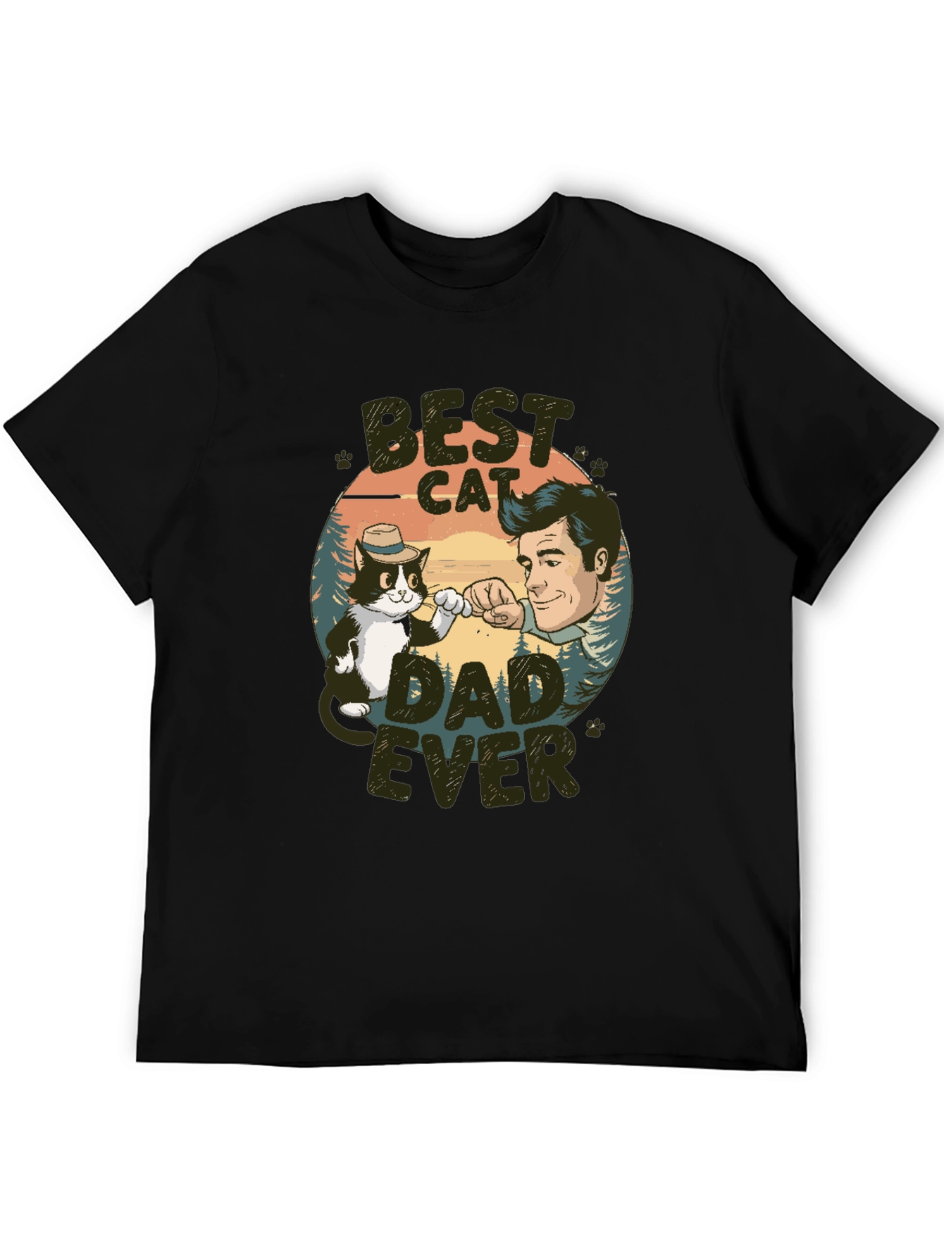 Black Best Cat Dad Ever T-Shirt view 5