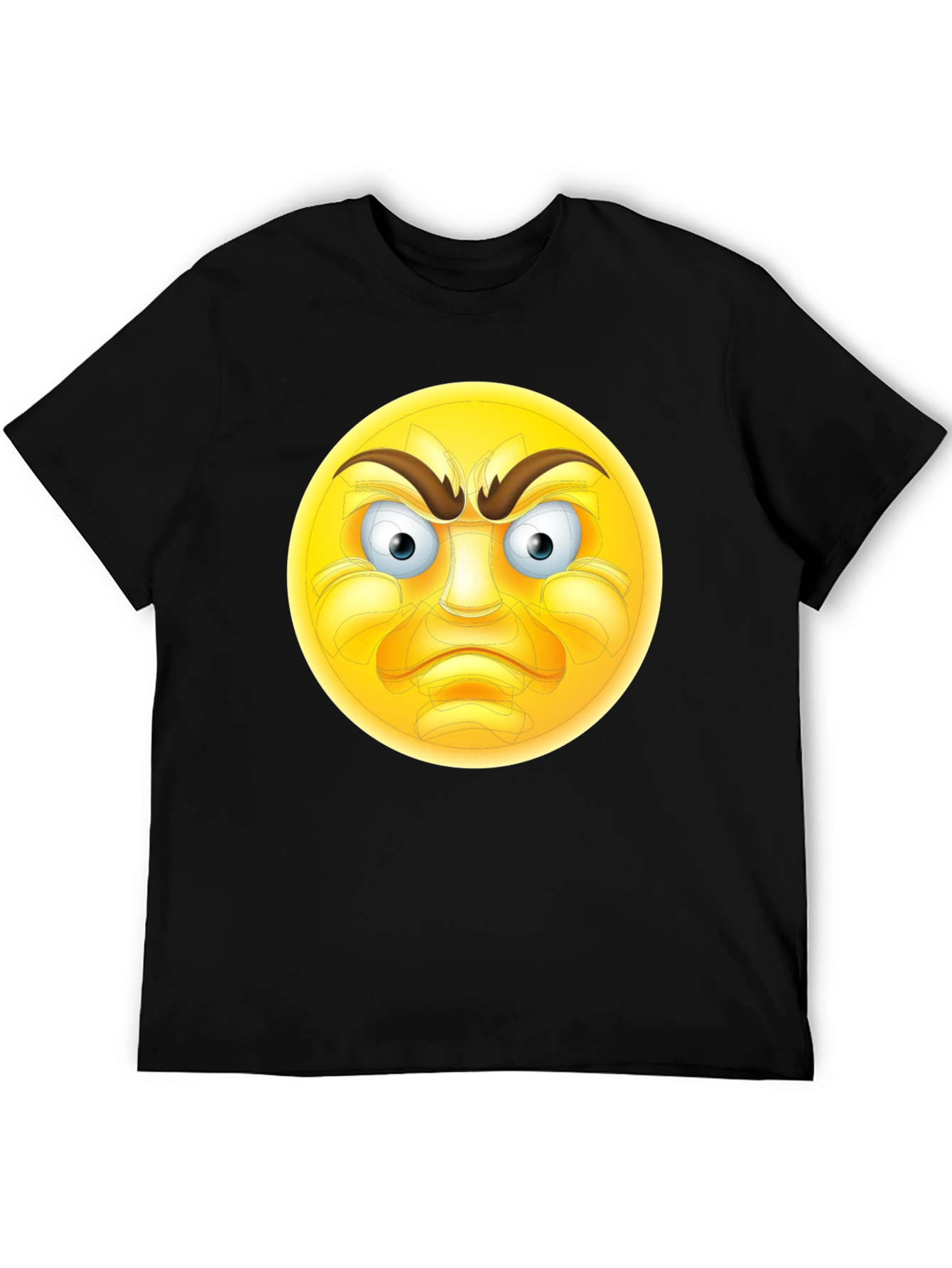 Black Angry Emoji T-Shirt - Black Cotton Tee view 5