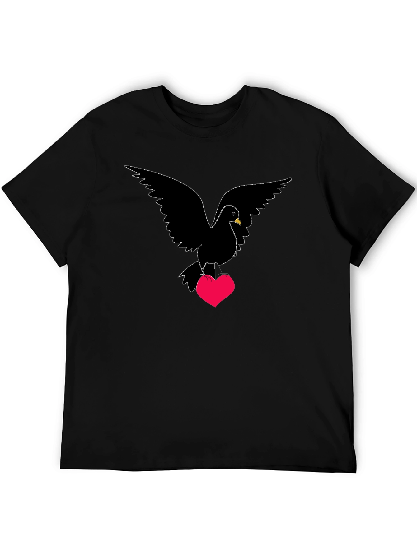 Black Dove Heart T-Shirt - Love Bird Graphic Tee view 5