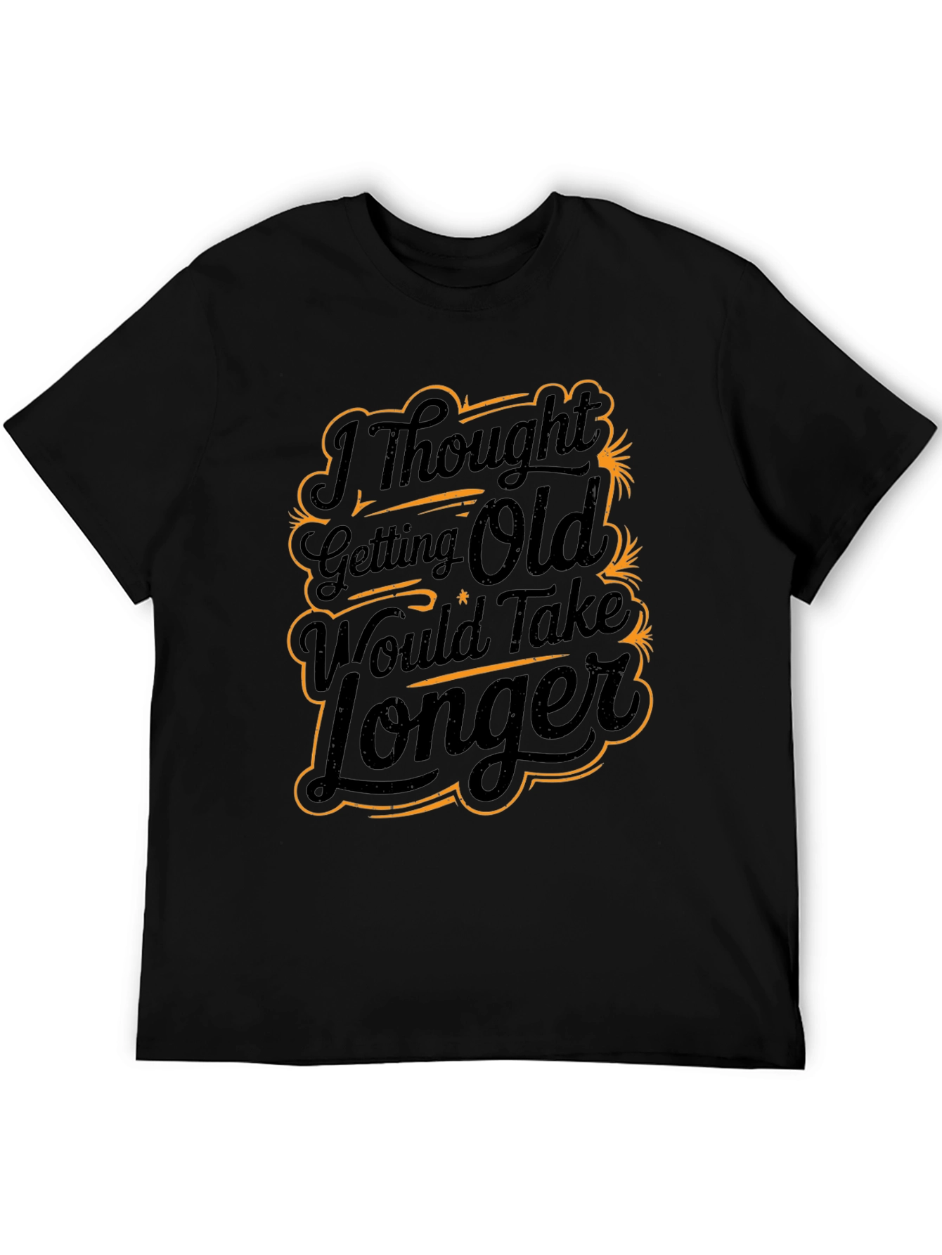 Black Funny "Getting Old" Graphic Print Black T-Shirt view 5