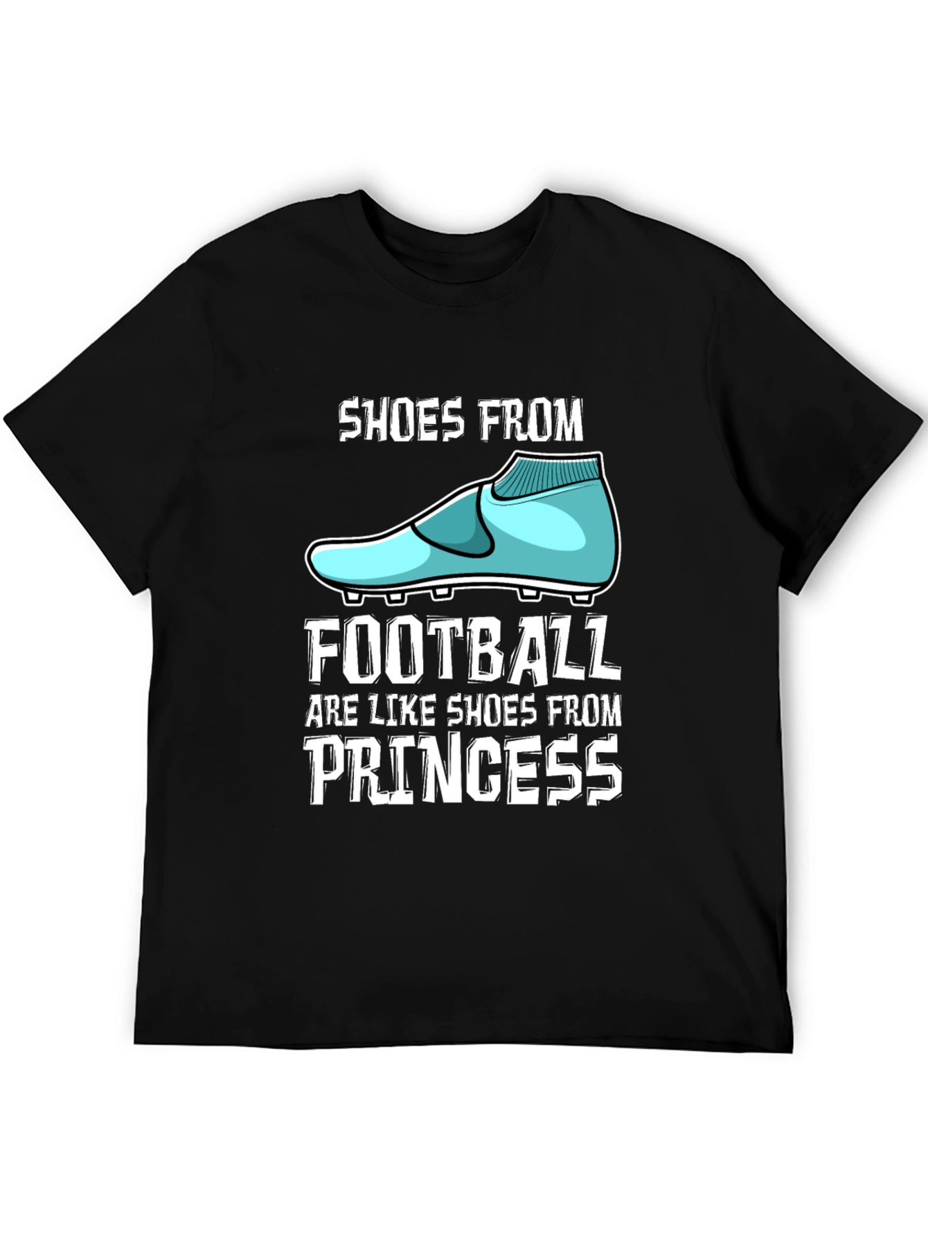 Black Funny Football vs Princess Shoes Graphic Tee view 5