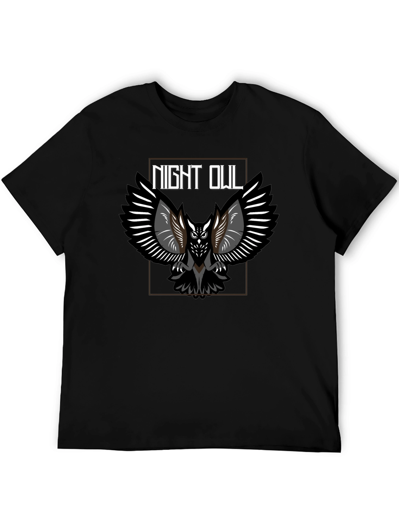 Black Night Owl Graphic Tee - Black Cotton Blend view 5