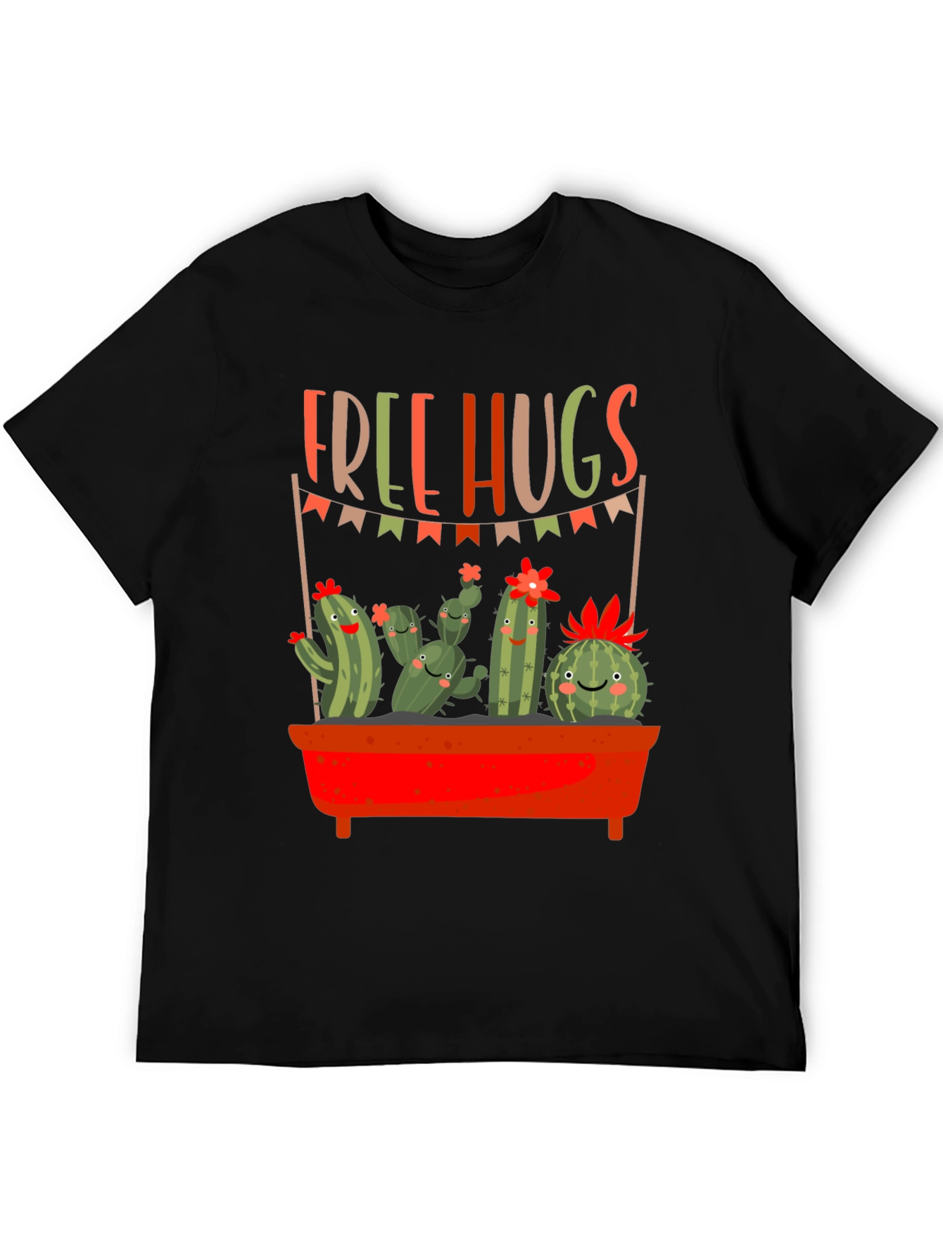 Black Free Hugs Cactus Graphic Tee view 5