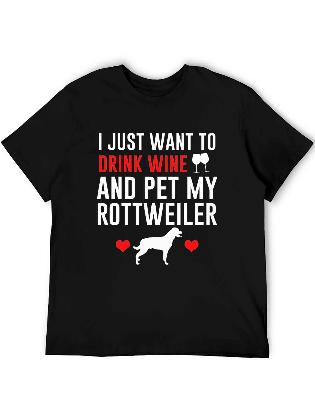 Black Wine & Rottweiler T-Shirt - Drink Wine Pet Dog view 5