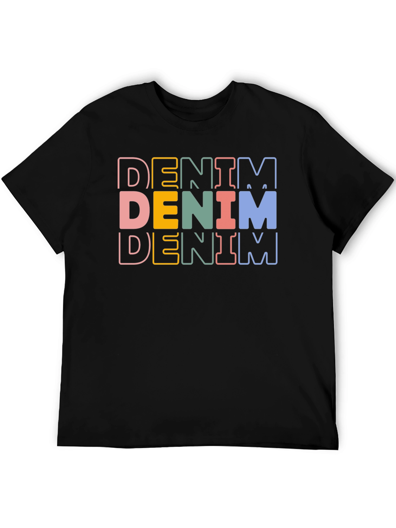 Black Denim Stacked Text Graphic Tee view 5