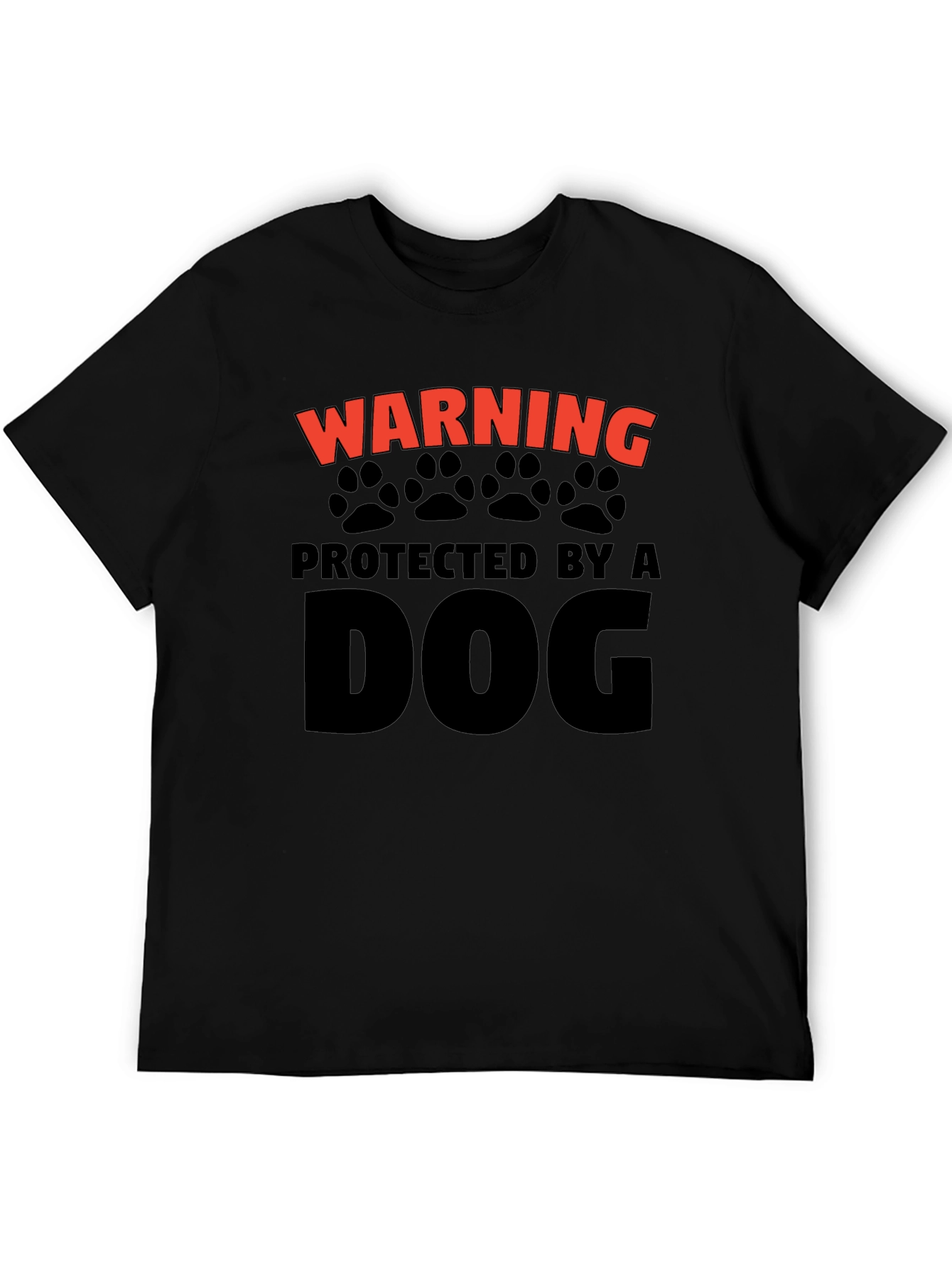 Black Warning Protected by a Dog T-Shirt view 5