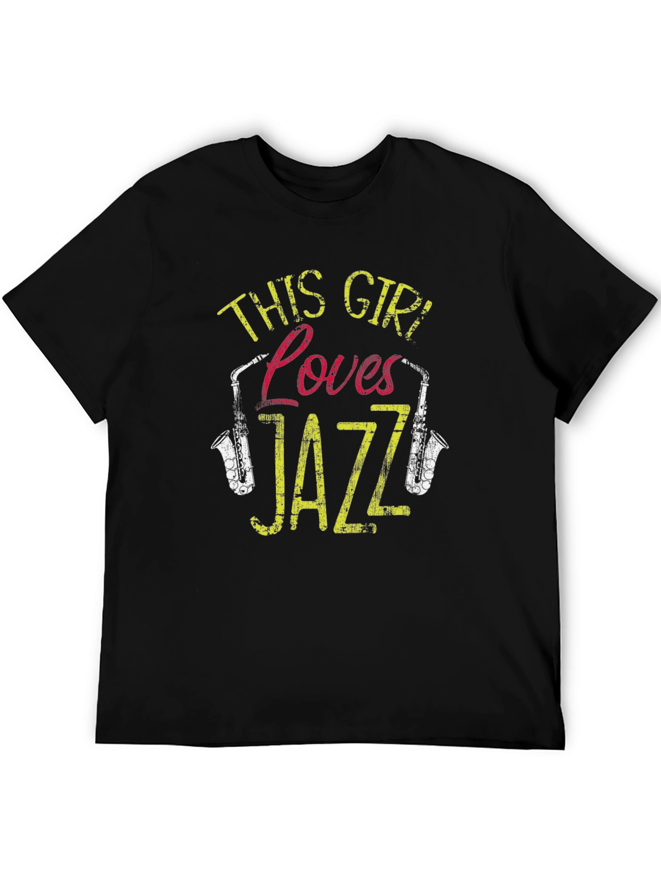 Black This Girl Loves Jazz T-Shirt - Musical Graphic Tee view 5