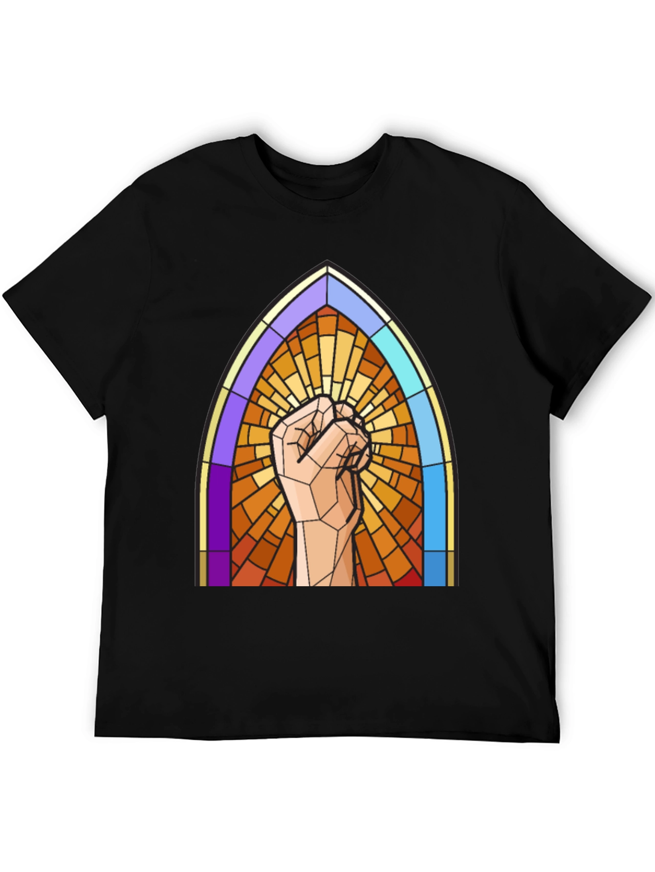 Black Stained Glass Fist T-Shirt view 5