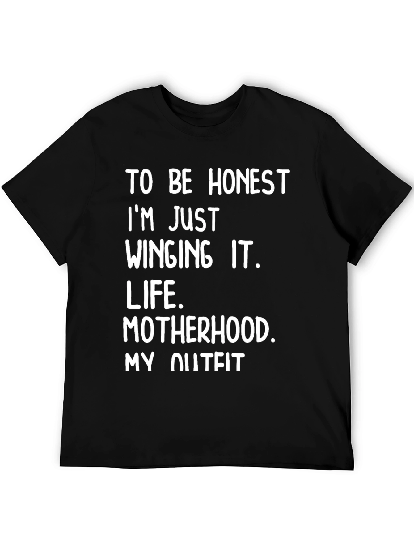 Black Funny "Winging It" Motherhood Tee view 5