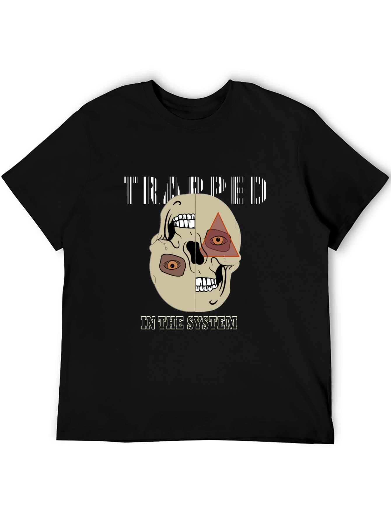 Black Trapped In The System Skull Graphic Tee view 5