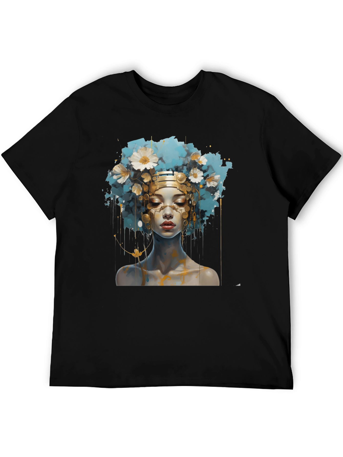 Black Artistic Woman Graphic Black Tee view 5