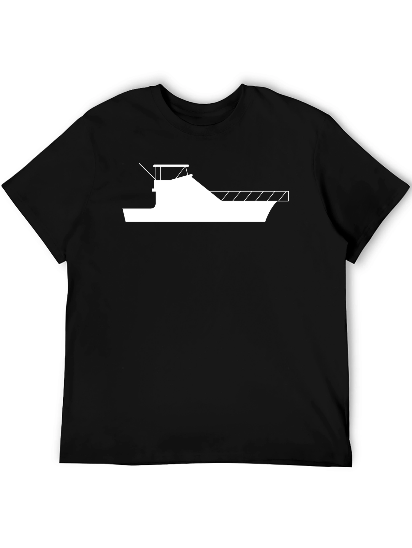 Black Nautical Boat Graphic Tee - Black Cotton T-Shirt view 5