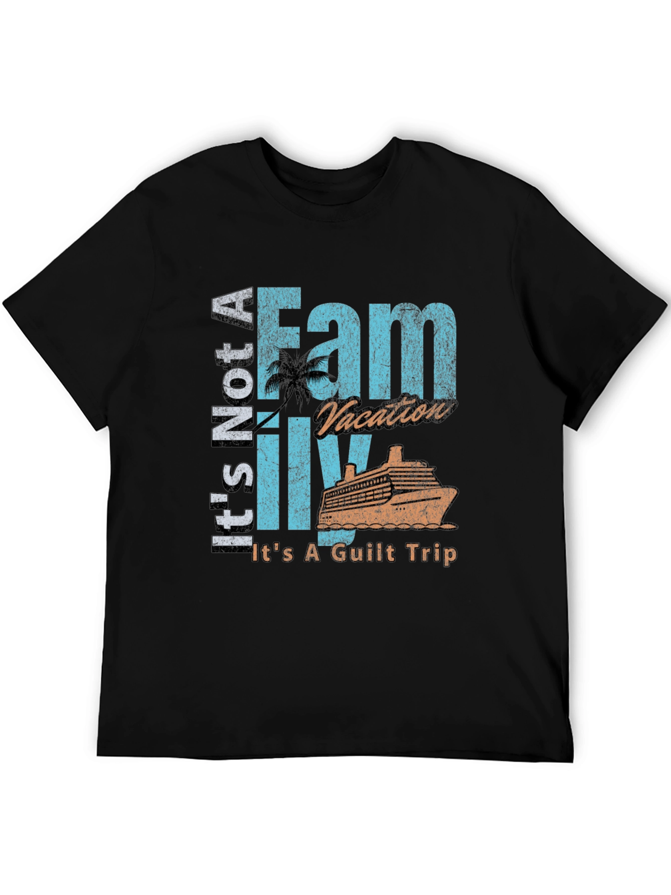 Black Funny Family Vacation Guilt Trip T-Shirt view 5