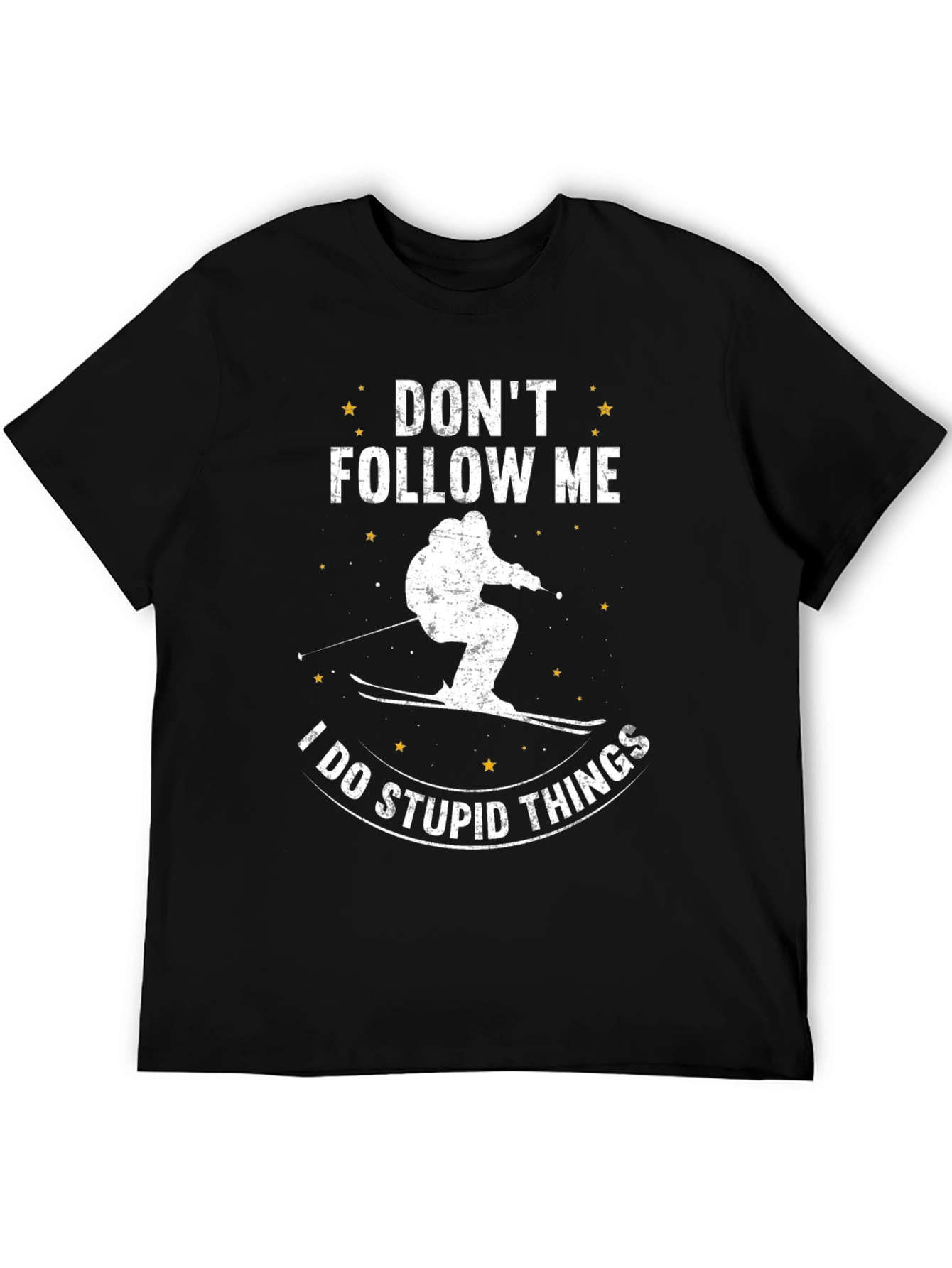 Black Don't Follow Me T-Shirt - Skiing Graphic Tee view 5