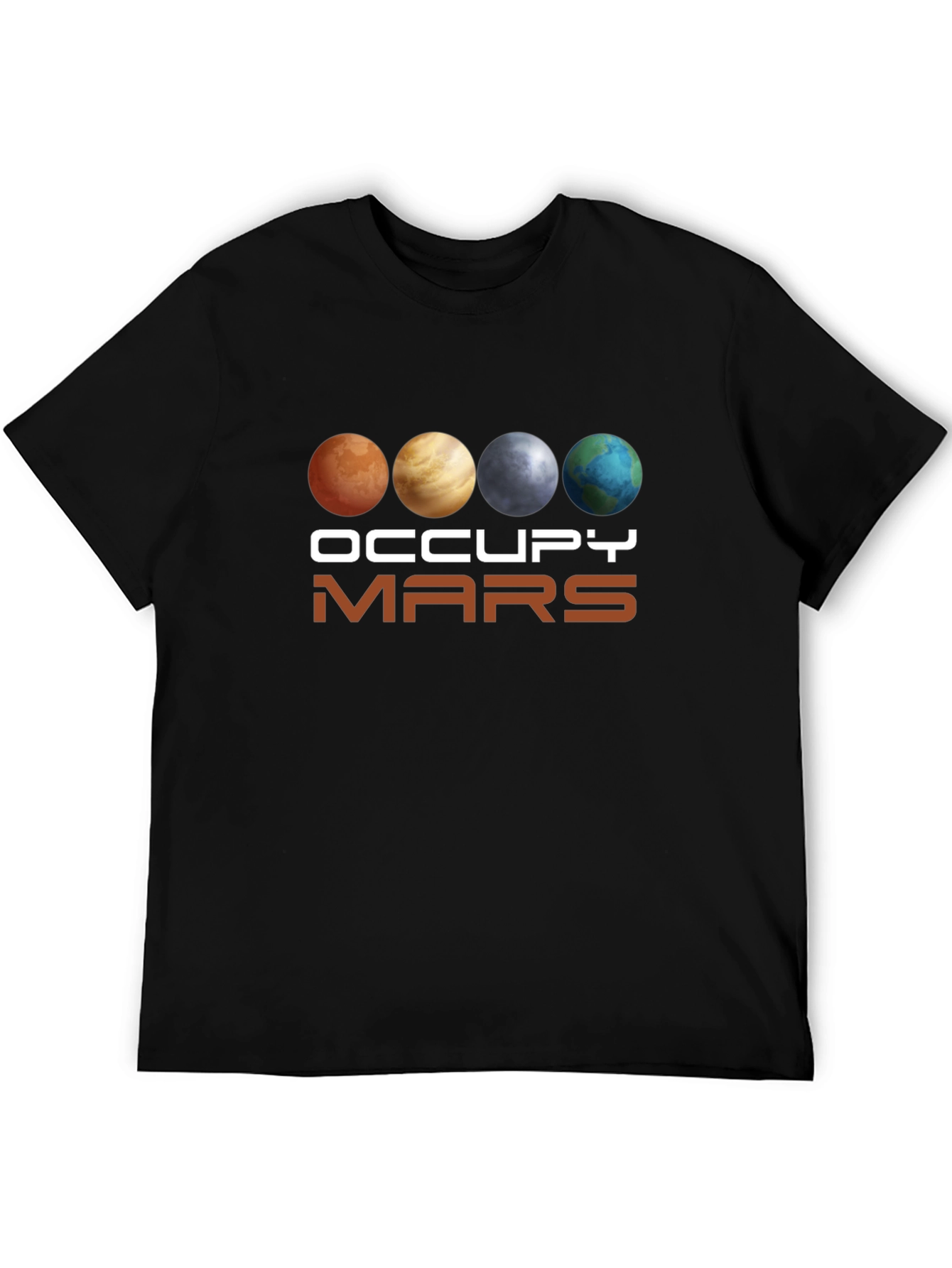 Black Occupy Mars Graphic Tee - Space Exploration T-Shirt view 5