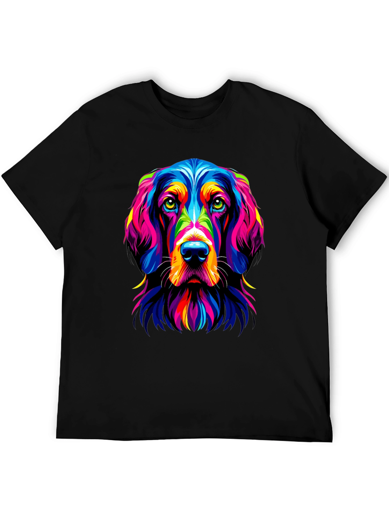 Black Colorful Dog Portrait Graphic Tee view 5