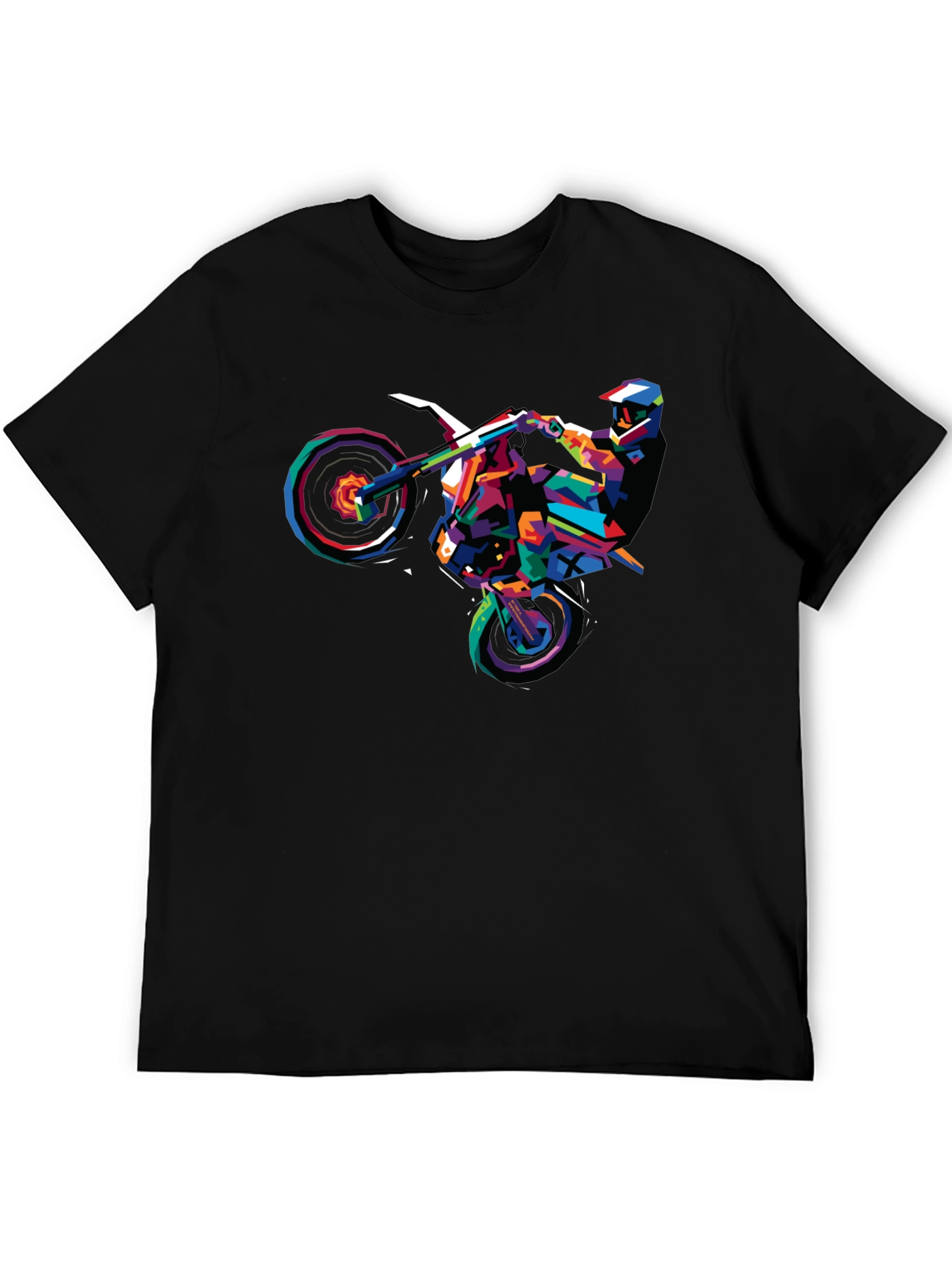 Geometric Motocross Rider Graphic T-Shirt - 5