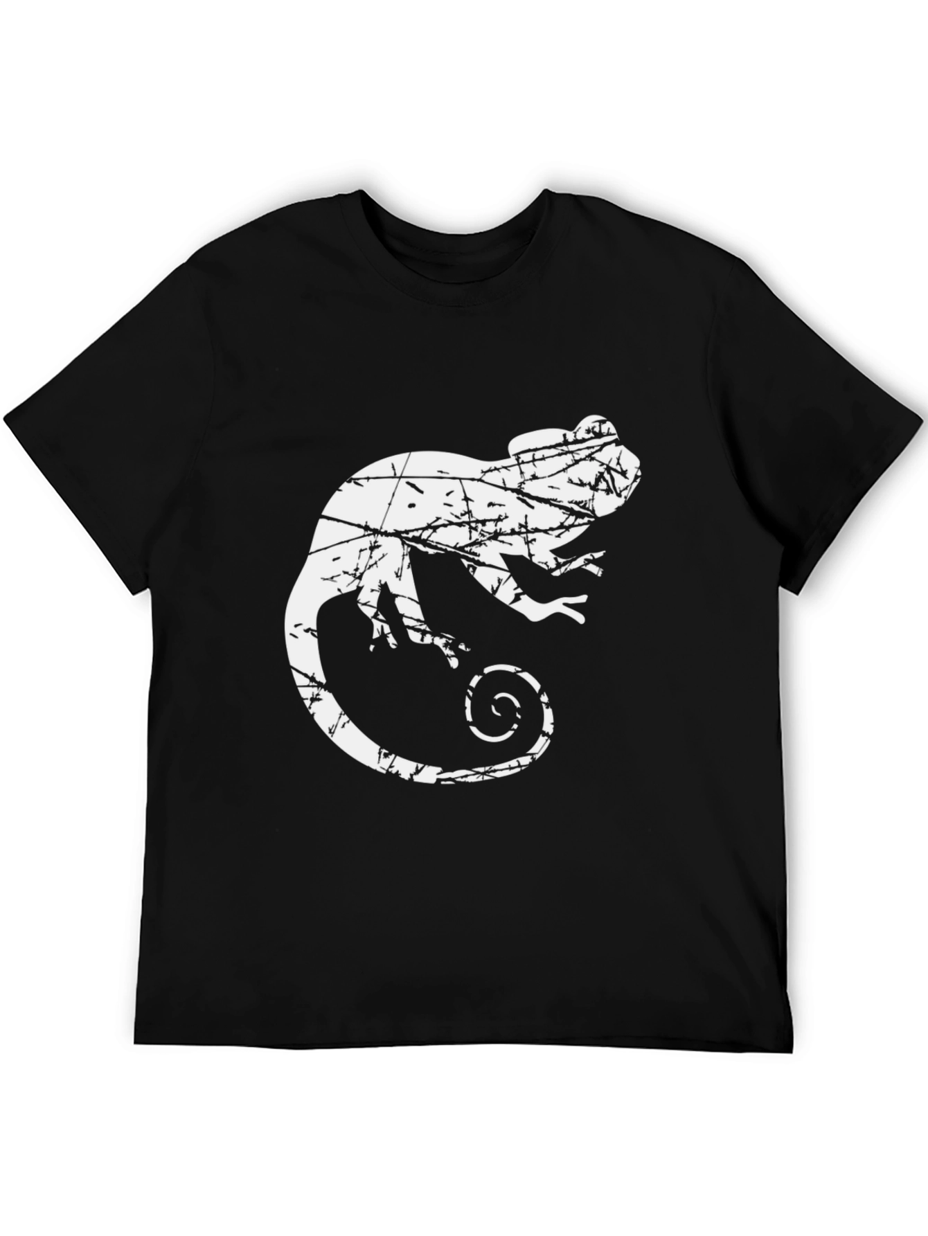 Black Distressed Chameleon Graphic Tee view 5