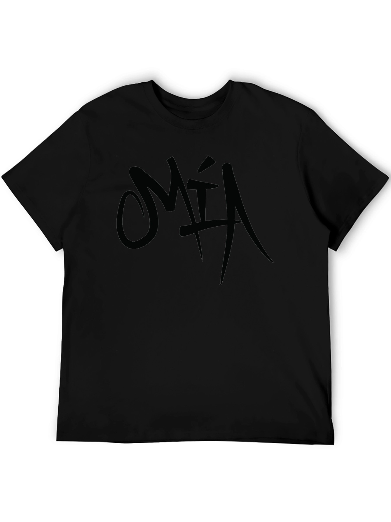 Black Men's Black Graphic T-Shirt - "MIA" Design view 5