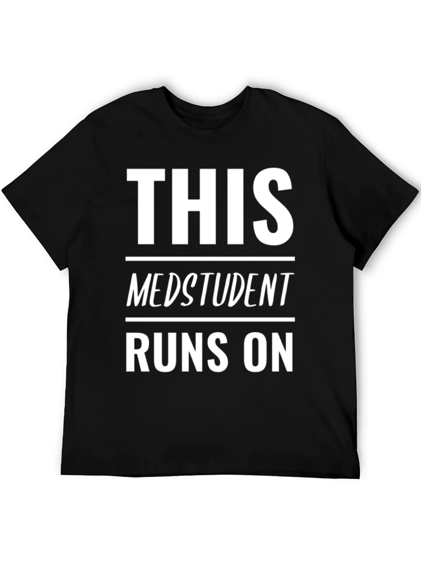 Black Med Student Runs On T-Shirt - Black view 5