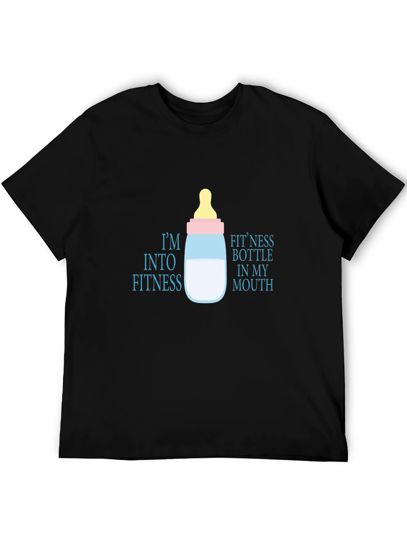 Black Humorous "Fitness Bottle" Graphic T-Shirt view 5