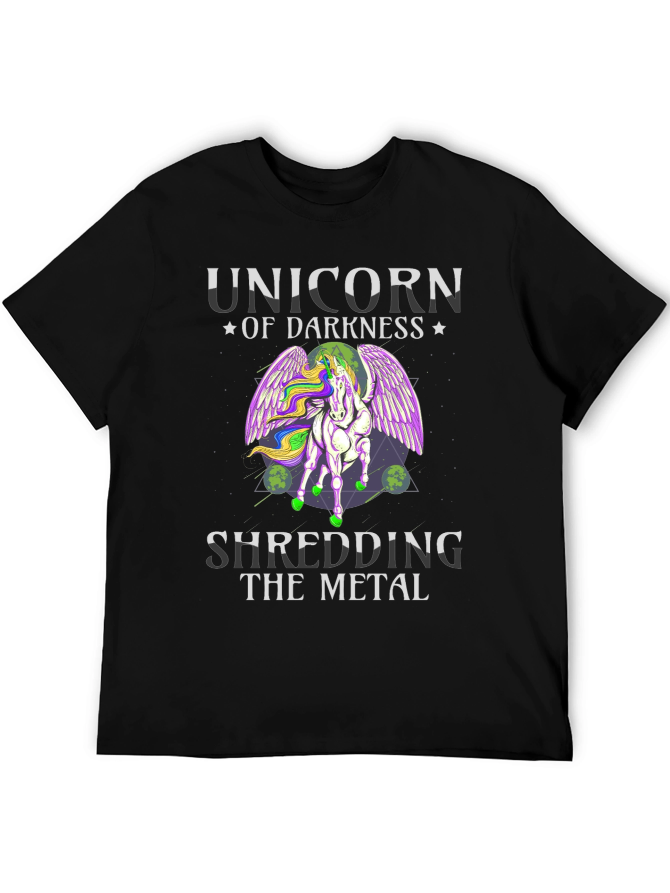 Black Unicorn of Darkness Shredding Metal T-Shirt view 5