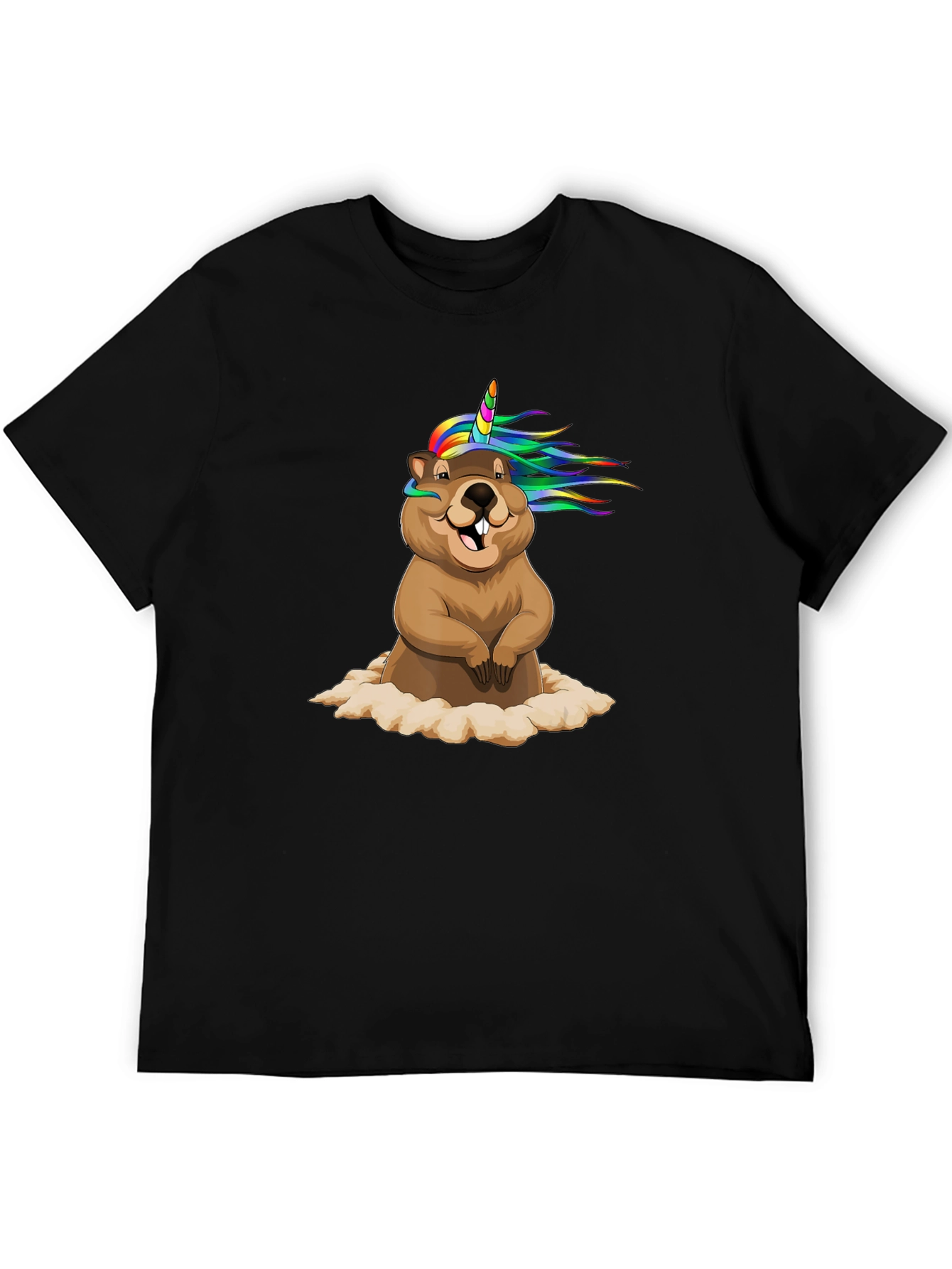 Black Unicorn Beaver T-Shirt - Funny Graphic Tee view 5